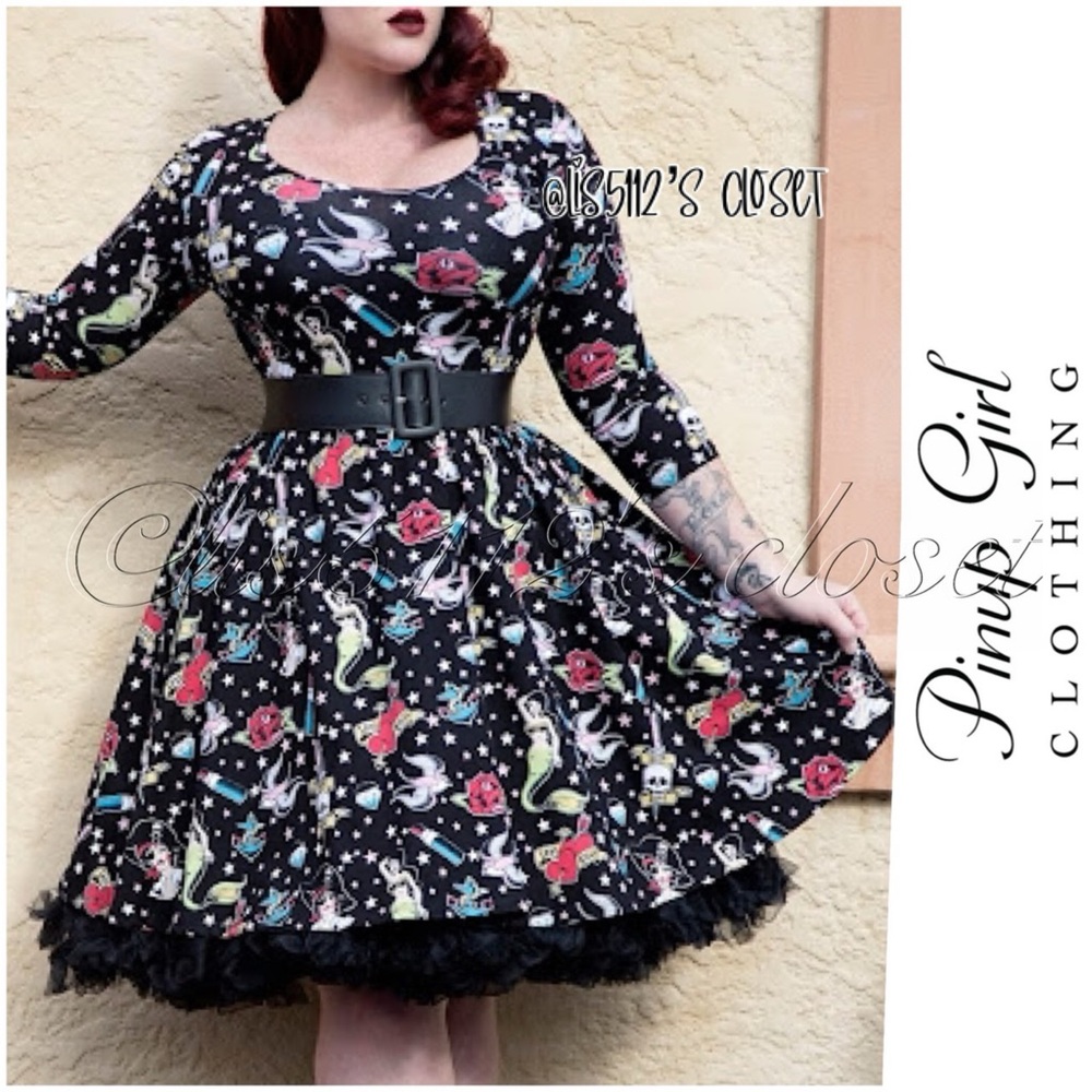 Pinup Couture Deadly Dames by Micheline Pitt Hot Rod Honey Tattoo Dress Small S